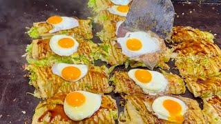 japanese street food - okonomiyaki お好み焼き