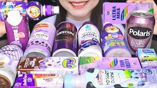 ASMR PURPLE DRINKS  ULTRAMILK TARO, PORORO BLUEBERRY, OATSIDE, KIN YOGURT, CIMORY, POLARIS, HILO