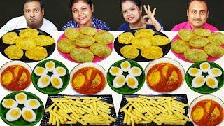 BOIL EGG  MASALA PURI  ALOOR DUM  FRENCH FRY  EATING CHALLENGE // EATING SHOW // food family & more