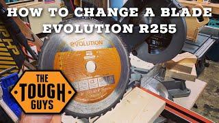 How to Change Your Blade (1in. or 5/8” Arbor) - Evolution R255 Miter Saw