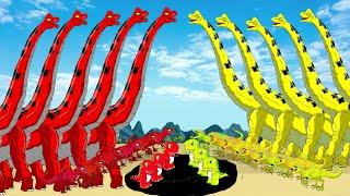 RED DINOSAUR VS YELLOW T REX, BRACHIOSAURUS  Worst Dinosaurs to Encounter in Jurassic Park