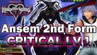 Let's Play Kingdom Hearts 3D Dream Drop Distance - Critical Level 1 Ansem 2nd Form Boss Fight KH3D