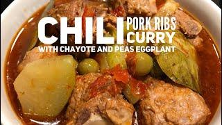 Chili Pork Ribs Curry With Chayote & Peas Eggplant