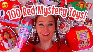 UNBOXING 100 *RED ONLY* MYSTERY TOYS!!️ (BARBIE POP, MIRACULOUS, L.O.L, RYANS WORLD ETC!🫢)