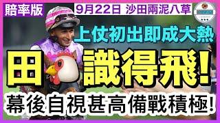 【小梁論馬】 9月22日 沙田兩泥八草~賠率版 | 田識得飛! |上場初出即成大熱! |  幕後自視甚高備戰積極! | 賽馬KOL-小梁@KleagueworkshopKen