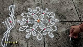 Easy and simple daily rangoli designs | 5x3 Dots Navratri Muggulu | Simple border rangoli designs