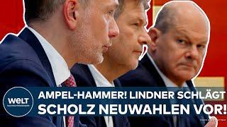 DEUTSCHLAND: Ampel-Hammer! Krisengipfel! Christian Lindner schlägt Kanzler Olaf Scholz Neuwahlen vor