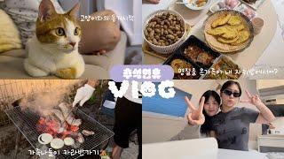 VLOG|자취방에서 가족들과 추석연휴보내기•10년차 집사와 냥이의 동거(?)•거창봉스글램핑•먹기바쁜 추석 쫌쫌따리 모음집