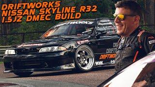 Driftworks Nissan Skyline R32 Pro drift car walkaround. 1.5JZ DW32 build