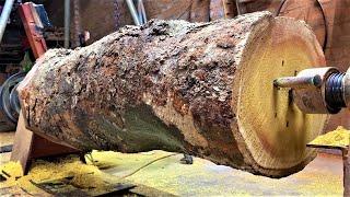 The Technique Of Turning Large Wood On A Giant Lathe Is Performed Extremely Simple By A Carpenter