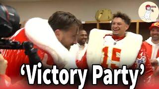 Travis Kelce & Patrick Mahomes ROCK Chiefs Locker Room Party on Christmas Win