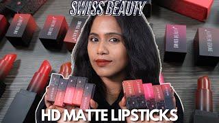 Swiss beauty HD matte lipsticks| Swatches on NC 40 