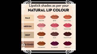 Lipstick Shades As Per Your Natural Lip Colour!!! ️