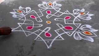 Simple rangoli || lotus rangoli || melikala muggulu ||