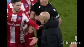 Angel Correa kicks the ball into Jack Grealish’s face