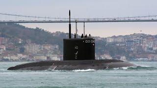 Russian Navy Kilo+ Class Submarine Rostov-na-Donu transits Istanbul towards Black Sea - Feb 13, 2022