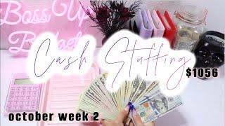 CASH STUFFING $1056 | OCTOBER PAYCHECK 2 | BOSS UP BUDGETS