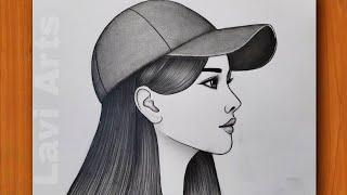 “How to Draw a Girl Wearing a Cap | Easy Pencil Sketch Tutorial” | Girl drawing for beginners