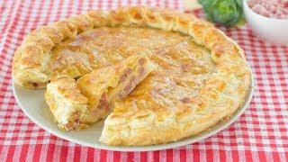 HAM AND CHEESE PUFF PASTRY PIZZA - Easy Recipe - Homemade by Benedetta