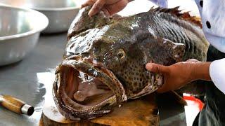 Vietnamese Food - GIANT GOLIATH GROUPER Sashimi Mui Ne Seafood Vietnam