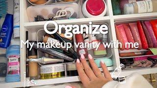 Organizing and declutter my makeup vanity  -￼ satisfying ￼