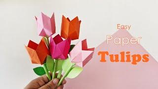 Easy to Make Paper Tulips | Easy to Make Paper Flowers | Origami Tulip| Kirigami Tulip | Paper Tulip