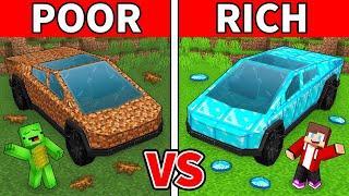 JJ and Mikey: POOR vs RICH CYBERTRUCK Car Battle in Minecraft - Maizen