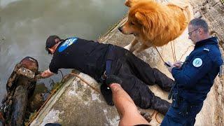 We take a huge motorcycle out of the canal in France: Hand it over to the Police!