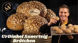 Dinkel Sauerteig Brötchen mit Übernachtgare - UrDinkelbrötchen mit Flocken