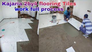 Kajaria 2by4 flooring tiles work full process  (location Medak) #telugutilesworkbablu