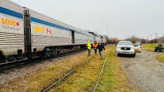 VIA Rail train 692 makes its stop @ Pikwitonei, Manitoba on the Hudson Bay Ry. Thicket Subdivision