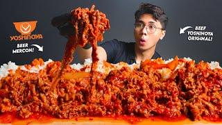 PRANK STOMACH!! MUKBANG BEEF YOSHINOYA WITH CHILI SAUCE!!