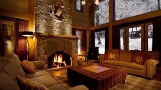 Fireplace Fire and Snow Landscape - Wood fire - Chalet