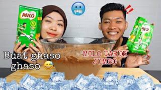 MINUM MILO TABUR JUMBO SAMPAI LICIN ,auto beku guys‼️#viral #milo #eatingshow #asmr