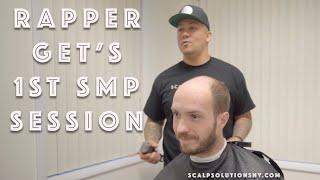 Rapper get's his 1st session of SMP (hair tattoo) done.