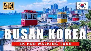  Busan, Korea Walking Tour - Haeundae Beach & Blueline Seaside Train Park | 4K HDR 60fps