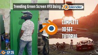 How to Make Trending Green Screen VFX Using Blender | 3D Set in Blender Complete Tutorial