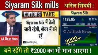 Siyaram silk mills share latest news,Anil Singhvi | Siyaram silk mills share analysis