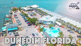 FLORIDA Dunedin. Pinellas County FL. Downtown Aerial Footage 4K