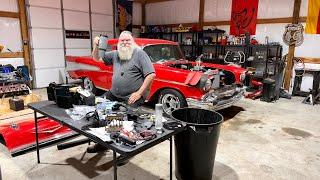 Cutting up my 1957 Chevy Belair to fit Vintage Air + New Shop Lights!