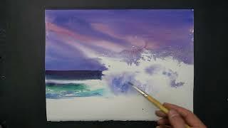 How to paint ocean waves in watercolor painting