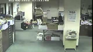 My dog Sophie senses the 6.5 earthquake at the Times-Standard newspaper in Eureka CA.flv