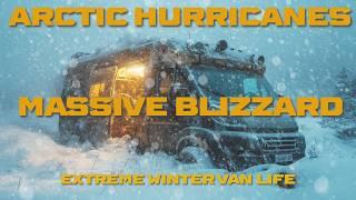 Surviving Extreme Blizzard & Record-Breaking Scary Hurricane. Van Life Winter Camping in Snow Storm