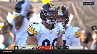 T.J. Watt's strip-sack of Burrow ends Bengals' drive in Steelers' territory