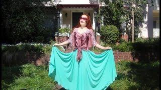 Ameynra fashion. Full-circle chiffon skirt, aqua color. Sofia Goldberg