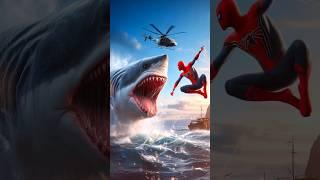 EPIC BATTLE! Spider-Man vs Megalodon ️ #Shorts #spiderman #avengers #marvel #megalodon