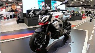 Aprilia Tuono 457 naked touring sport fun moto motor bike 2025 motorcycle EICMA walkaround  V....