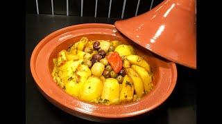 COMMENT PRÉPARER UN BON TAJINE  MAROCAIN AU POULET, POMMES DE TERRE ET OLIVES RAPIDE ET FACILE