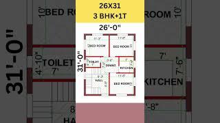 26X31 house map, 26*31 home design, 26 by 31 ghar ka naksha #shorts #homeplan #housedesign #house