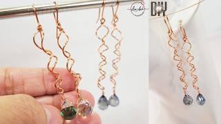 Creative and unique earring designs for beginners | twisted earrings with sparkling crystals 1069